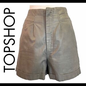 Topshop Taupe faux leather shorts Sz 6